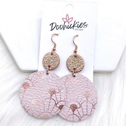 2.5" Rose Gold & Art Deco Piggybacks (leather) -Earrings by Doohickies Wholesale