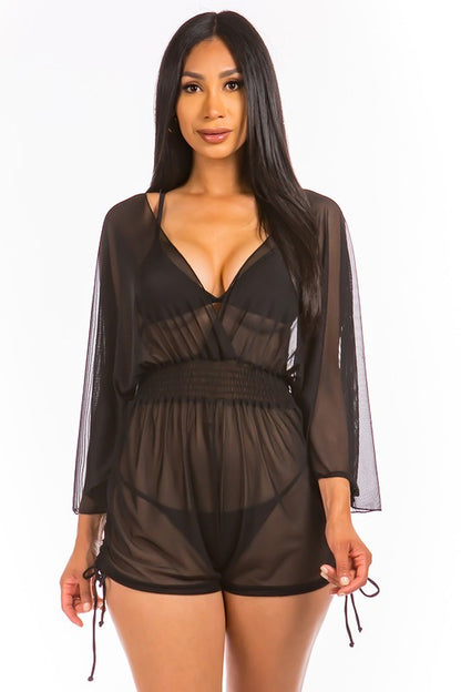 Relaxing light see through cover up romper