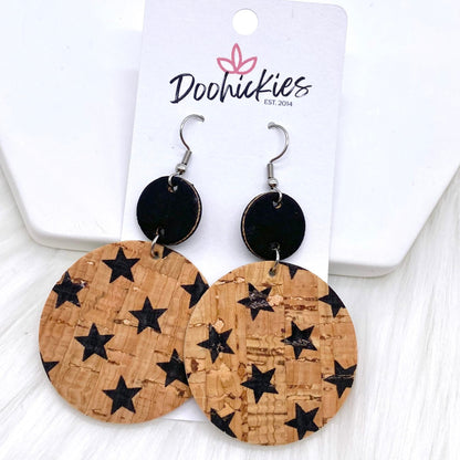 2.5" Black & Natural Piggyback Corkies -Earrings by Doohickies Wholesale