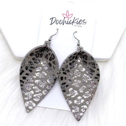 2.5" Metallic Leopard Petals -Earrings by Doohickies Wholesale