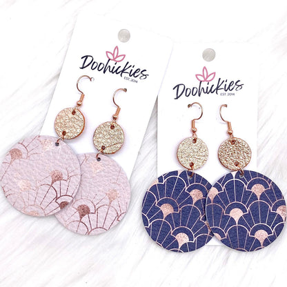 2.5" Rose Gold & Art Deco Piggybacks (leather) -Earrings by Doohickies Wholesale