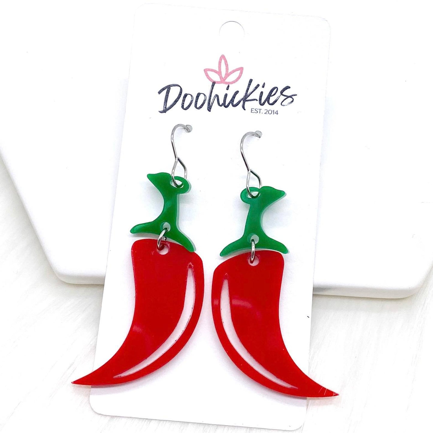 2" Chili Pepper Acrylics - Earrings by Doohickies Wholesale