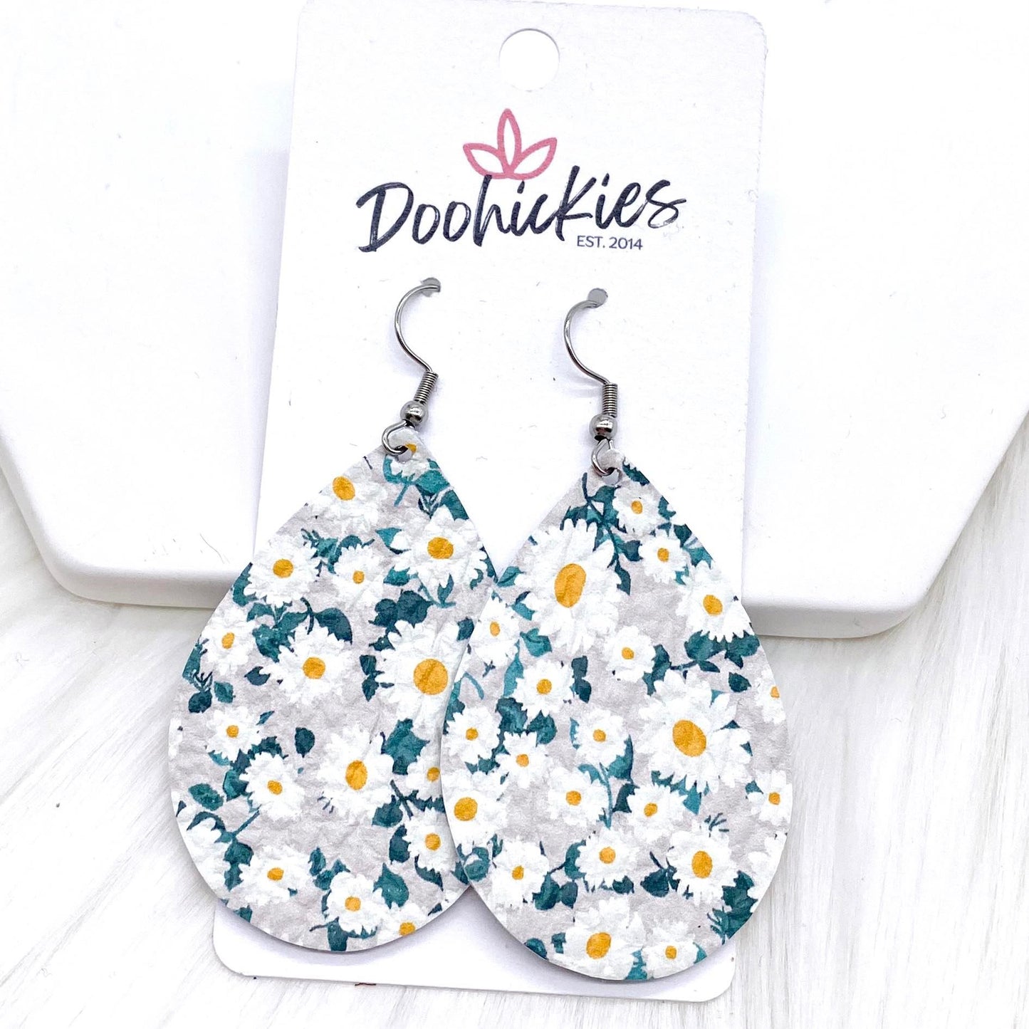 2" Daisy Mini Collection (Leather)- Earrings by Doohickies Wholesale