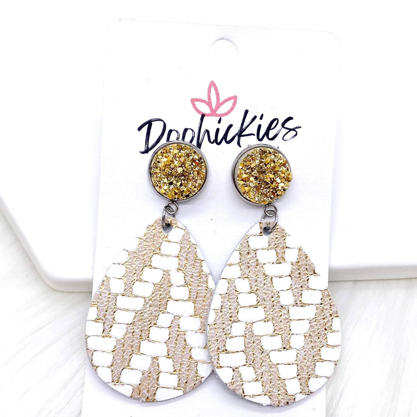 2" Metallic Chevron Dangles -Earrings by Doohickies Wholesale