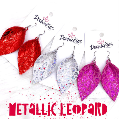 2.5" Metallic Valentine's Day Leopard Petals -Earrings by Doohickies Wholesale