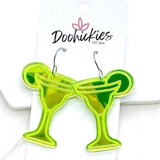 1.5" Lime Mirror Margarita Acrylics -Earrings by Doohickies Wholesale