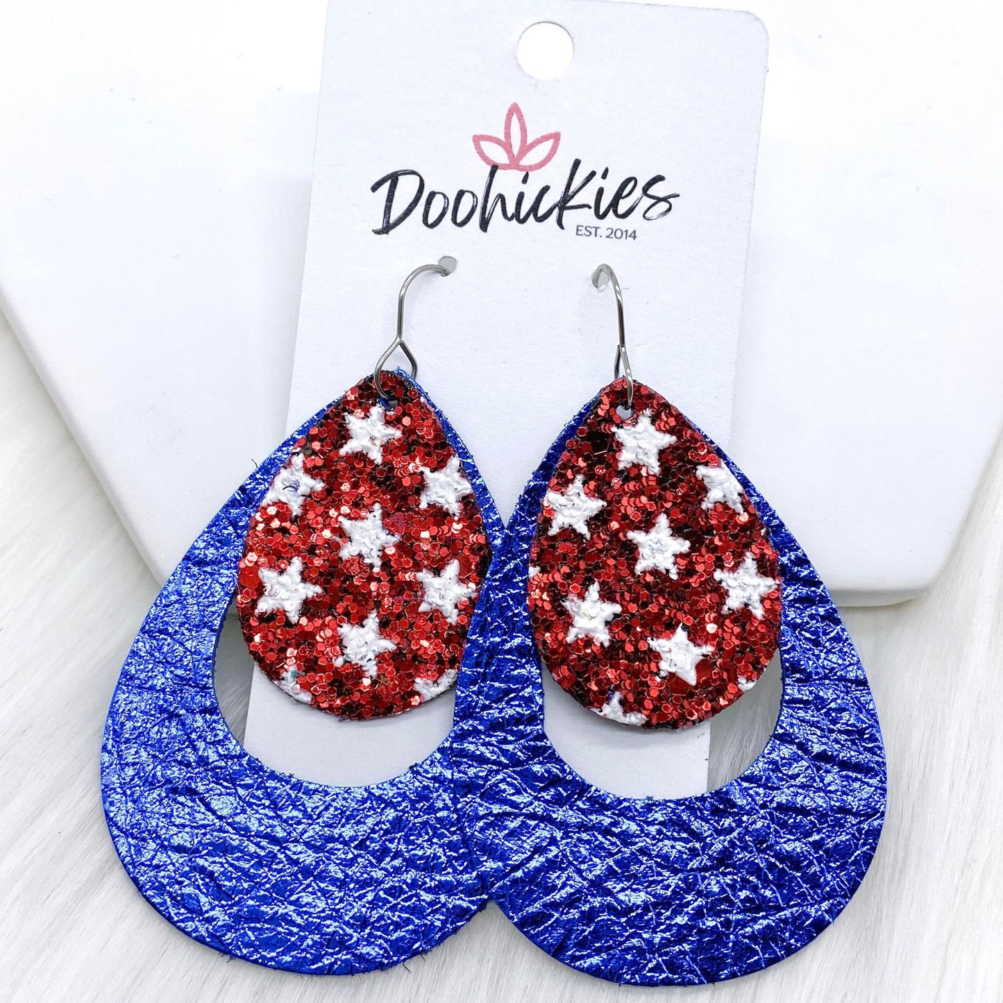 2.5” Patriotic Layered Hoops -Patriotic Earrings by Doohickies Wholesale