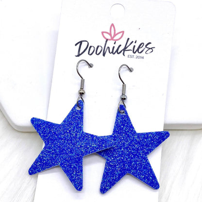 1.5" Fine USA Glitter Stars -Patriotic Earrings by Doohickies Wholesale