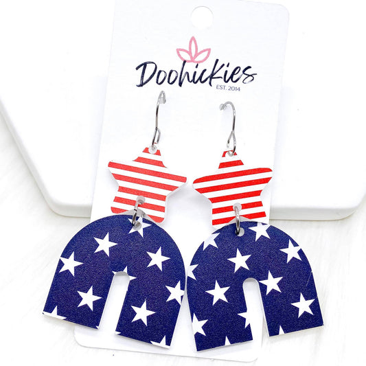 2" All American Acrylic Chunky Rainbows -Patriotic Earrings by Doohickies Wholesale