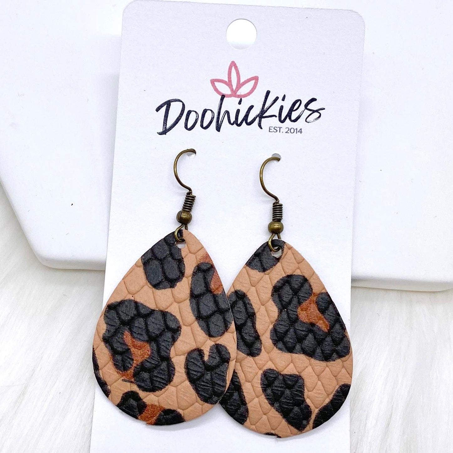 1.5" Tawny Leopard Mini Collection (Leather) -Earrings by Doohickies Wholesale