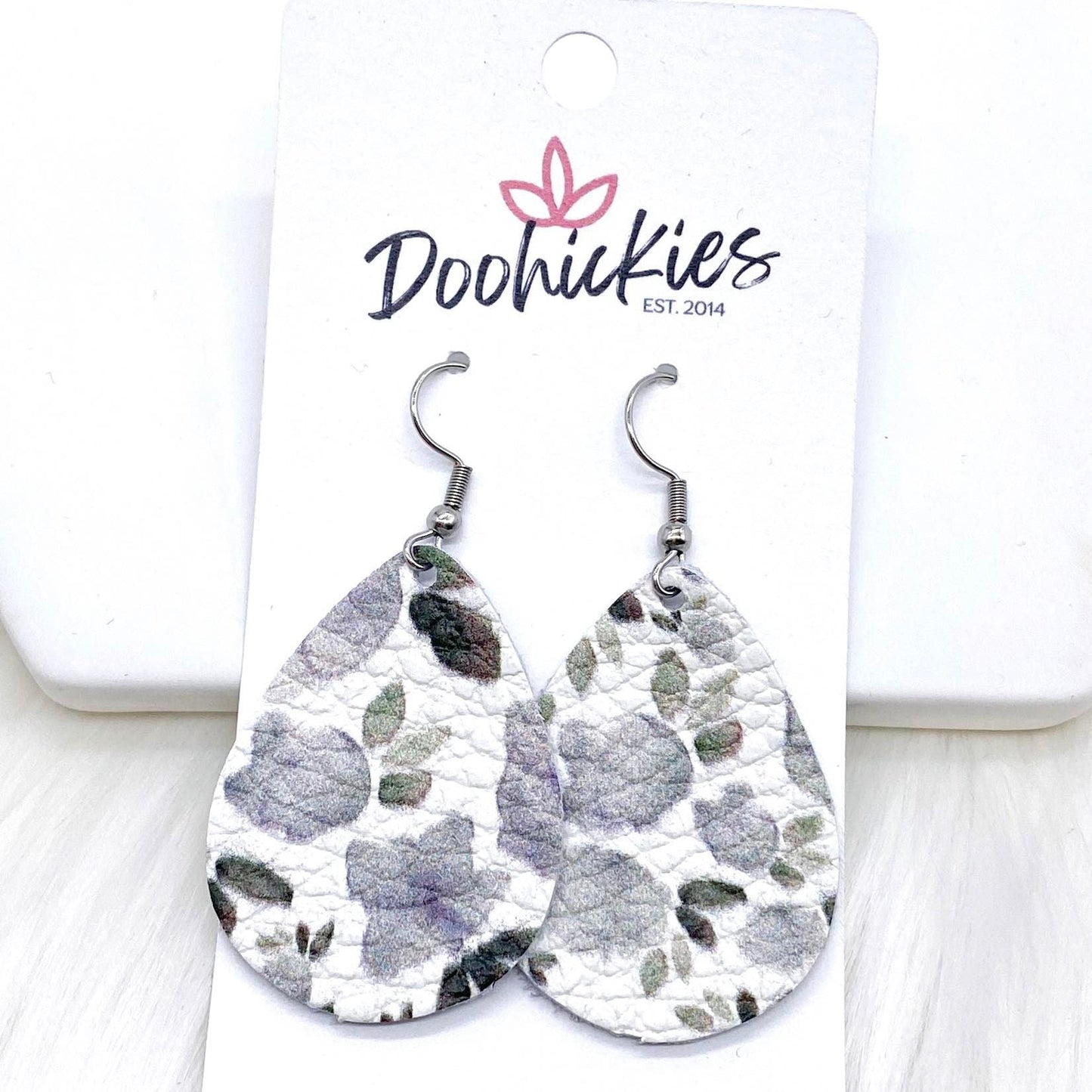 1.5" Shades of Grey Mini Collection (Leather) -Earrings by Doohickies Wholesale