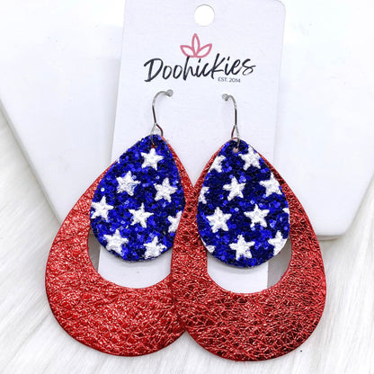 2.5” Patriotic Layered Hoops -Patriotic Earrings by Doohickies Wholesale