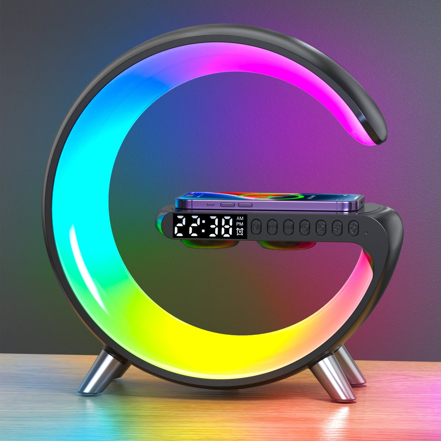 Mooncave Light Wireless Charger And Speaker With Clock by VistaShops