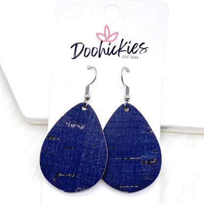 1.5" Navy & White Itty Bitty Corkie Mini Collection -Earrings by Doohickies Wholesale