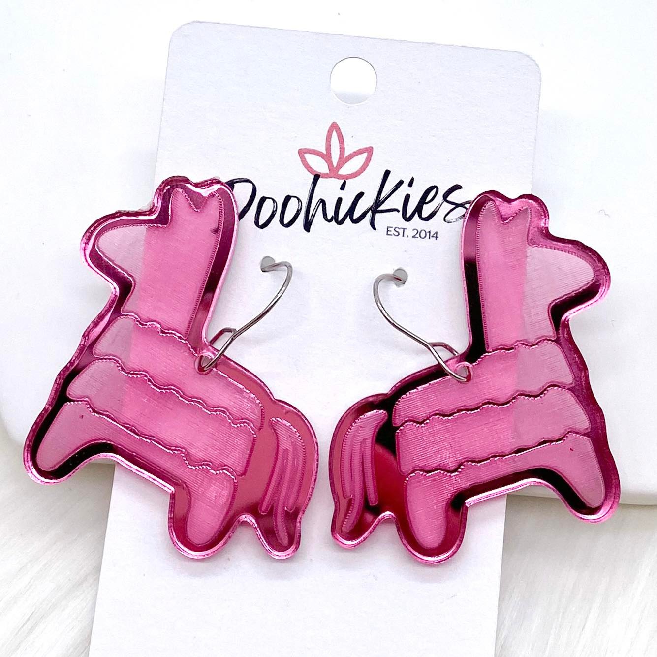 1.5" Fuchsia Pinata Acrylics -Cinco de Mayo Earrings by Doohickies Wholesale