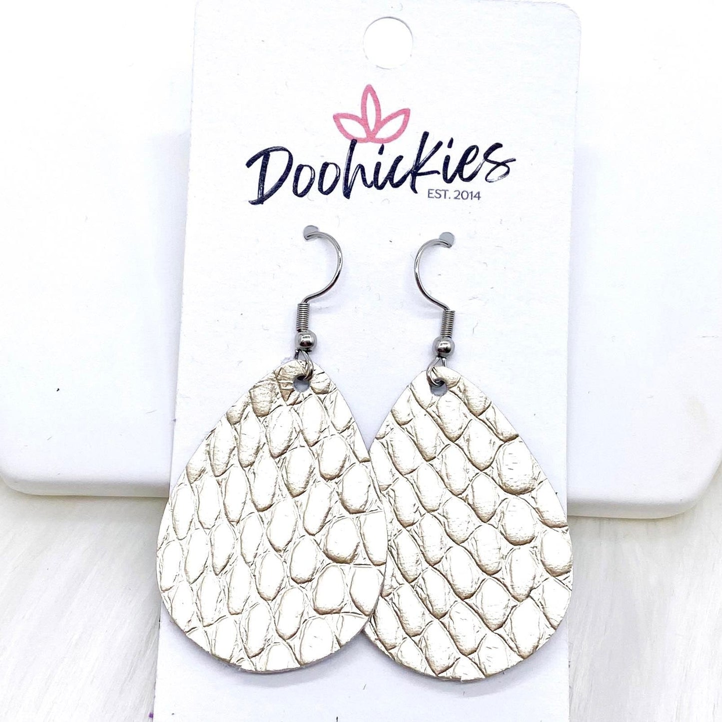 1.5" Platinum Python Itty Bitties -Earrings by Doohickies Wholesale