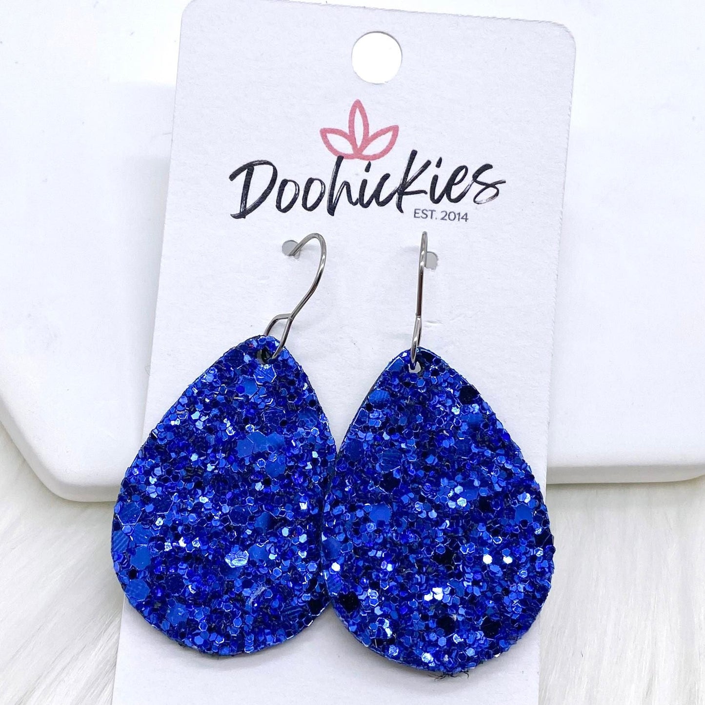 1.5" Chunky USA Glitter Itty Bitties -Patriotic Earrings by Doohickies Wholesale