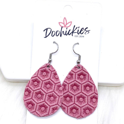 1.5" Purple Floral Mini Collection (Leather) -Earrings by Doohickies Wholesale