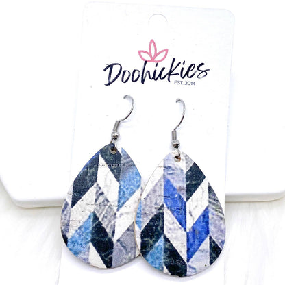 1.5" Navy & White Itty Bitty Corkie Mini Collection -Earrings by Doohickies Wholesale