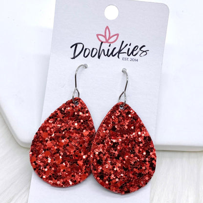 1.5" Chunky USA Glitter Itty Bitties -Patriotic Earrings by Doohickies Wholesale