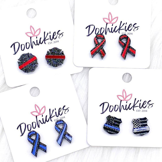 Red & Blue Line Ribbons & Badges by Doohickies Wholesale
