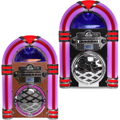 Victor Broadway II Desktop CD Jukebox with Multi-Color LED Lighting and FM Radio by Jupiter Gear Home