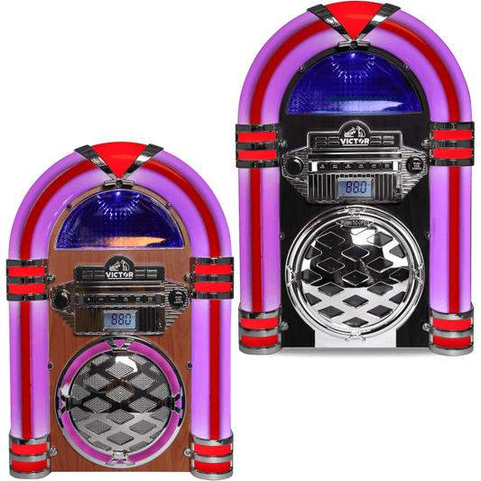 Victor Broadway II Desktop CD Jukebox with Multi-Color LED Lighting and FM Radio by Jupiter Gear Home