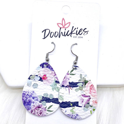 1.5" Purple Floral Mini Collection (Leather) -Earrings by Doohickies Wholesale