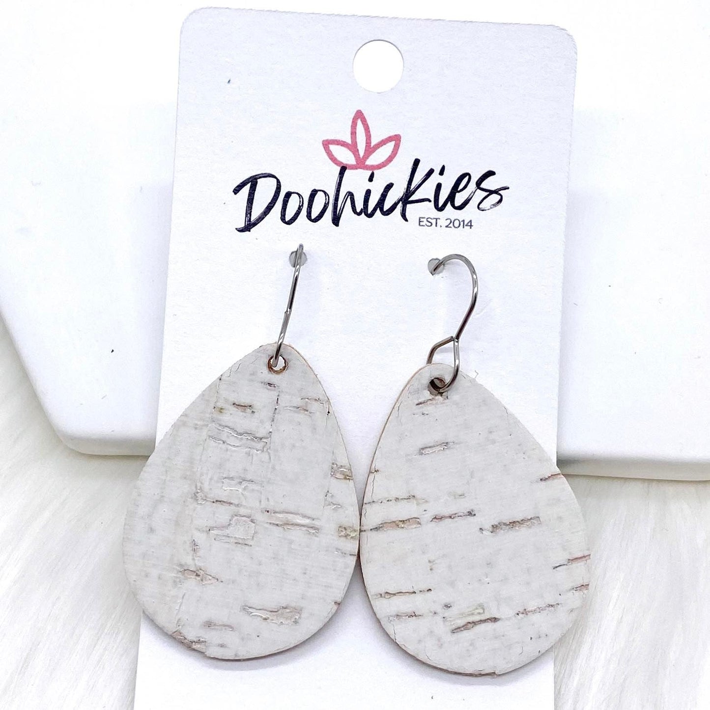 1.5" Navy & White Itty Bitty Corkie Mini Collection -Earrings by Doohickies Wholesale