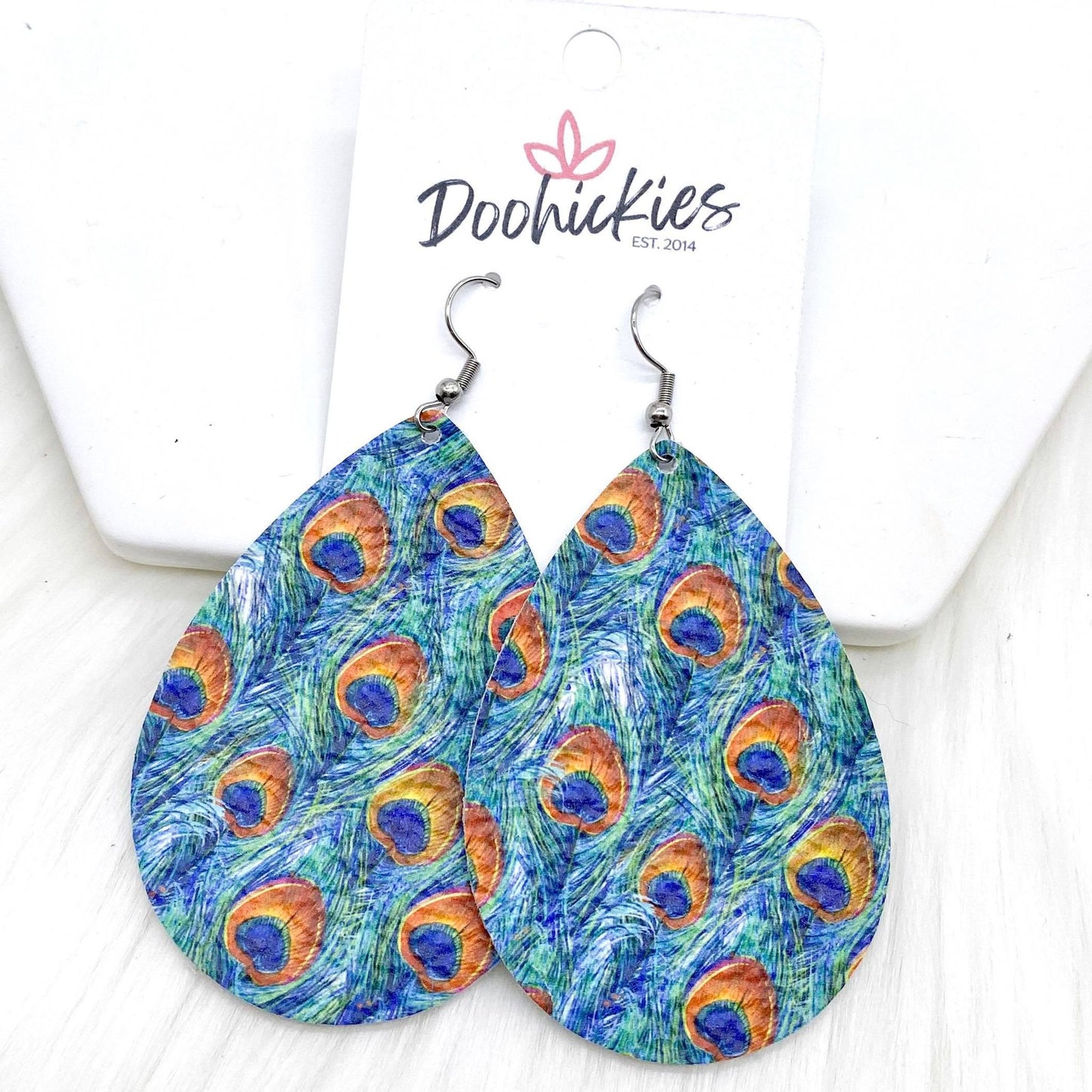 2.5" Peacock Mini Collection -Earrings by Doohickies Wholesale