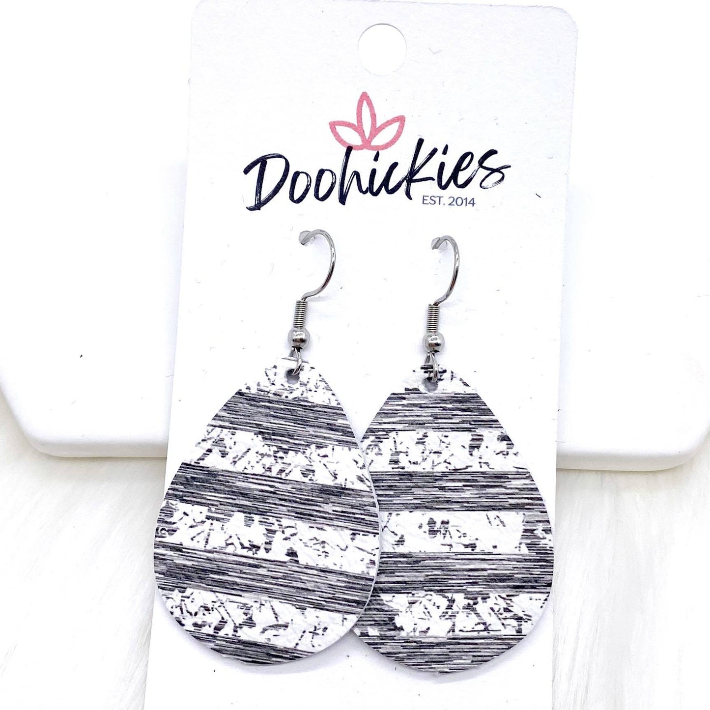 1.5" Shades of Grey Mini Collection (Leather) -Earrings by Doohickies Wholesale