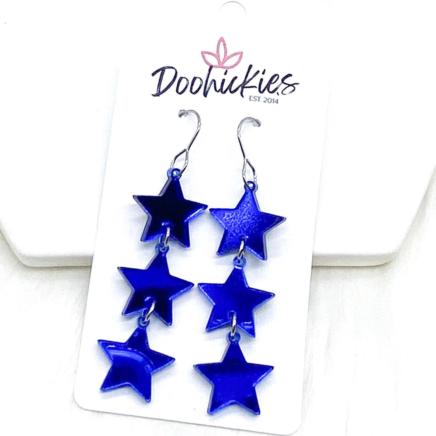 2.25" Liberty Star Patriotic Acrylics -Patriotic Earrings by Doohickies Wholesale