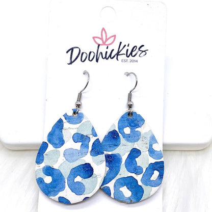 1.5" Navy & White Itty Bitty Corkie Mini Collection -Earrings by Doohickies Wholesale