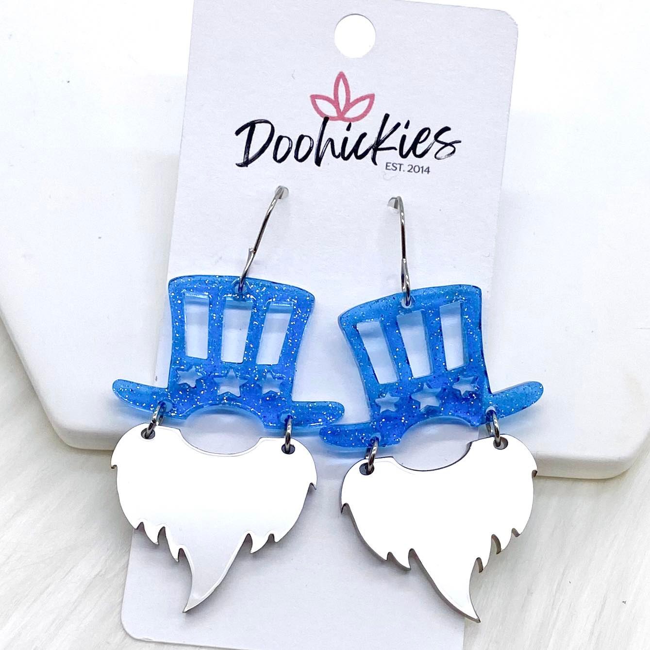 2" Uncle Sam Patriotic Acrylics -Patriotic Earrings by Doohickies Wholesale