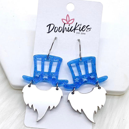 2" Uncle Sam Patriotic Acrylics -Patriotic Earrings by Doohickies Wholesale