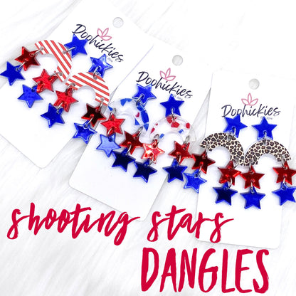 2" Shooting Star Patriotic Acrylic Dangles -Patriotic Earrings by Doohickies Wholesale