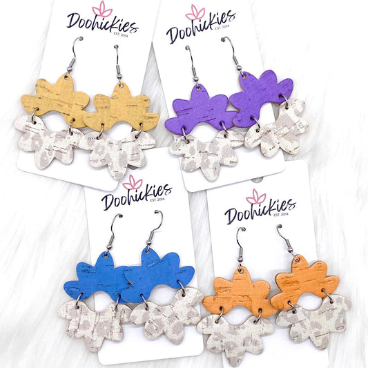 2.5" Summer Linen & Nude Leopard Blossoms -Summer Earrings by Doohickies Wholesale