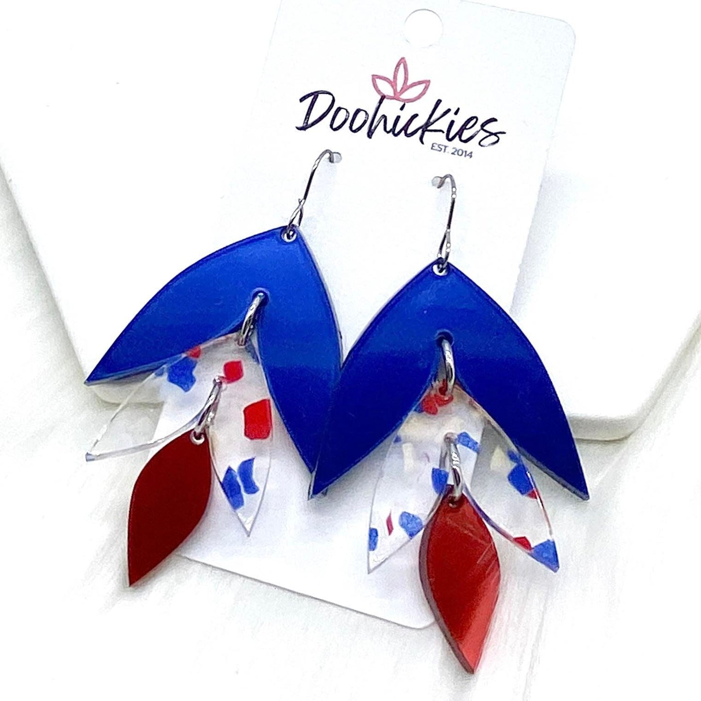 2.5" All-American Lilli Belle Patriotic Acrylics -Patriotic Earrings by Doohickies Wholesale