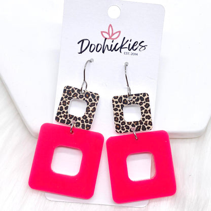 2" Neon Wild Side Acrylic Cubies- Summer Earrings by Doohickies Wholesale