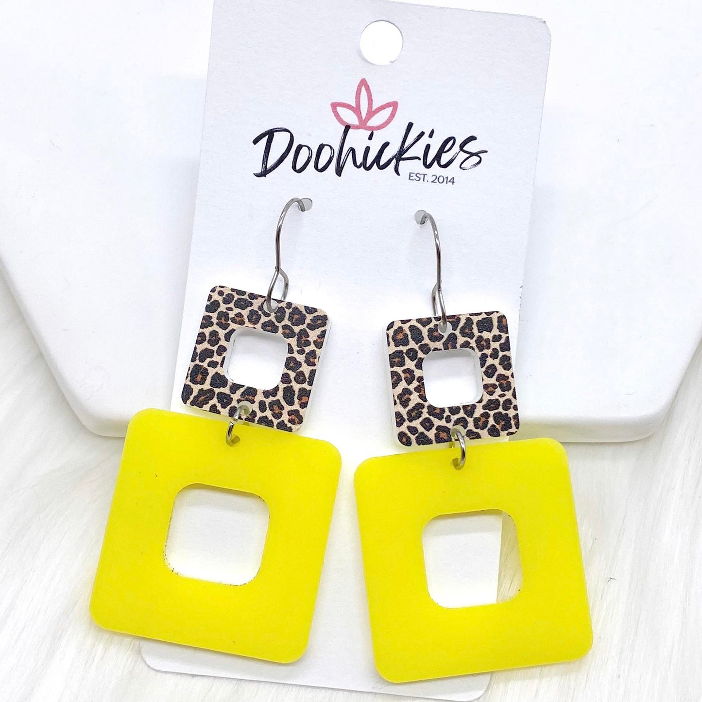 2" Neon Wild Side Acrylic Cubies- Summer Earrings by Doohickies Wholesale