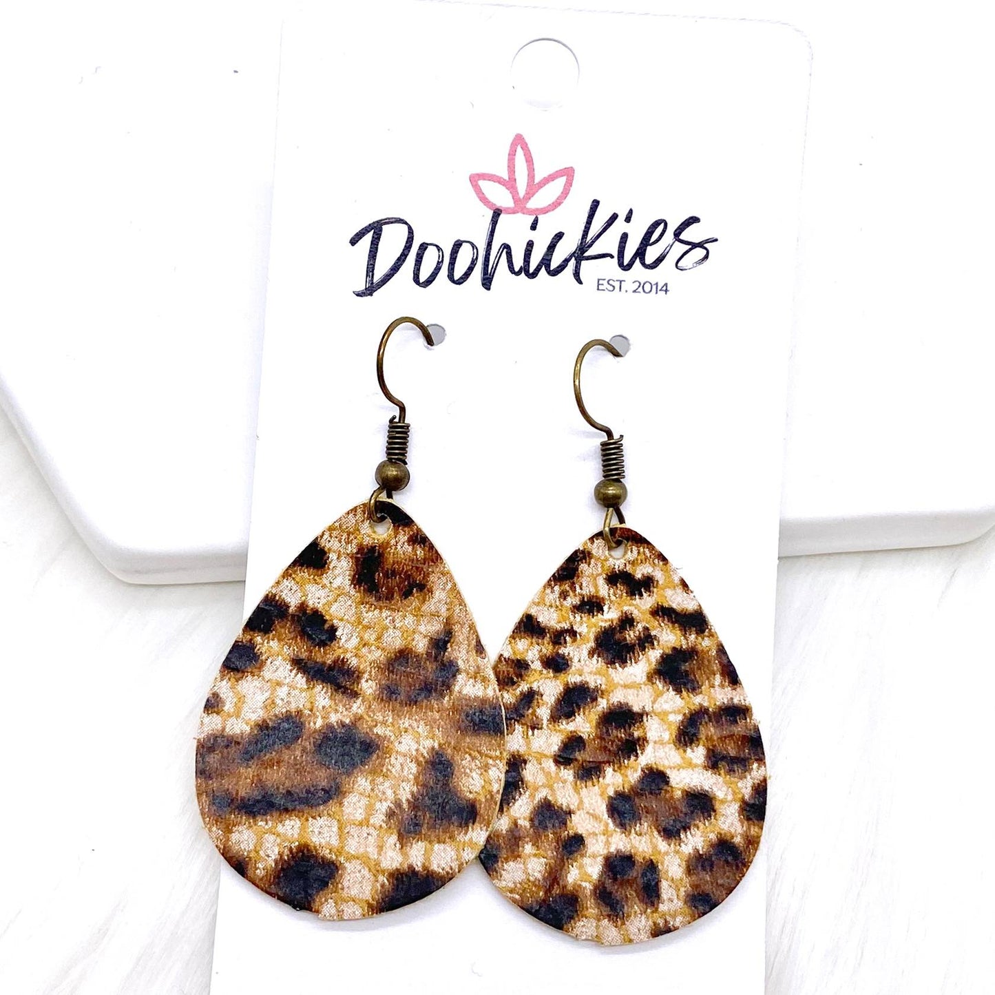 Leopard Teardrops -Earrings by Doohickies Wholesale