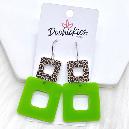 2" Neon Wild Side Acrylic Cubies- Summer Earrings by Doohickies Wholesale