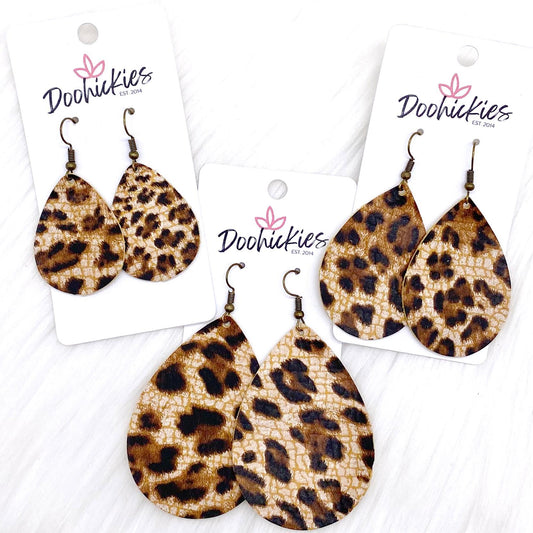 Leopard Teardrops -Earrings by Doohickies Wholesale