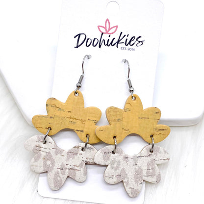 2.5" Summer Linen & Nude Leopard Blossoms -Summer Earrings by Doohickies Wholesale