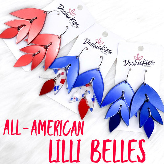 2.5" All-American Lilli Belle Patriotic Acrylics -Patriotic Earrings by Doohickies Wholesale