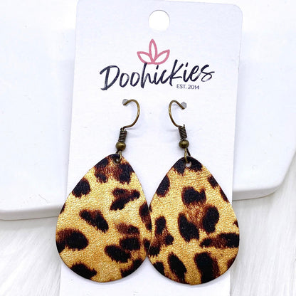 Metallic Leopard Teardrops -Earrings by Doohickies Wholesale