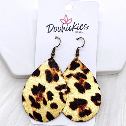 Metallic Leopard Teardrops -Earrings by Doohickies Wholesale