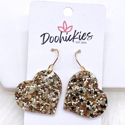 1.25" Valentine Glitter Cork Hearts -Earrings by Doohickies Wholesale