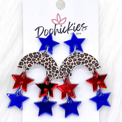 2" Shooting Star Patriotic Acrylic Dangles -Patriotic Earrings by Doohickies Wholesale