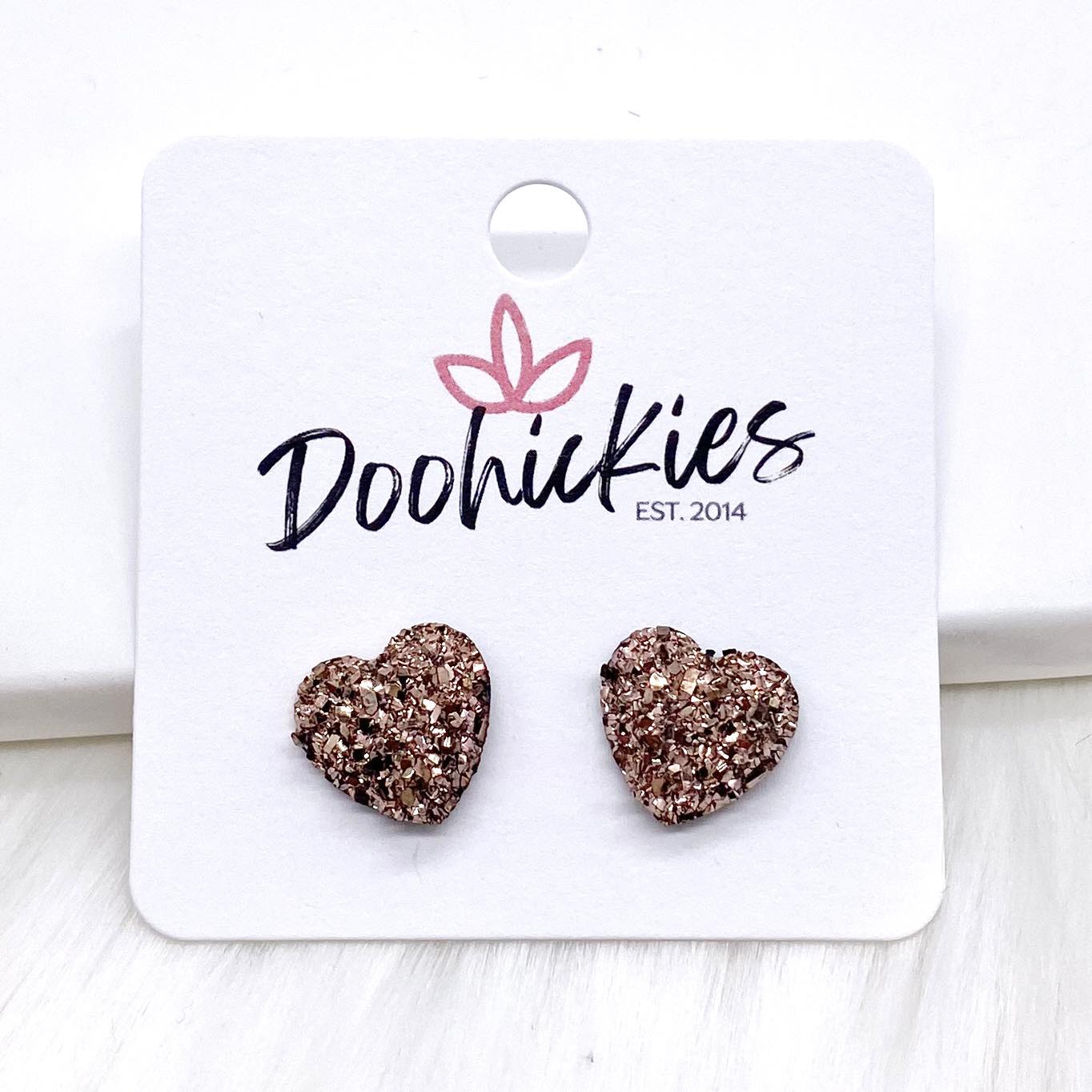 12mm Sparkle Valentine Heart Studs -Earrings by Doohickies Wholesale